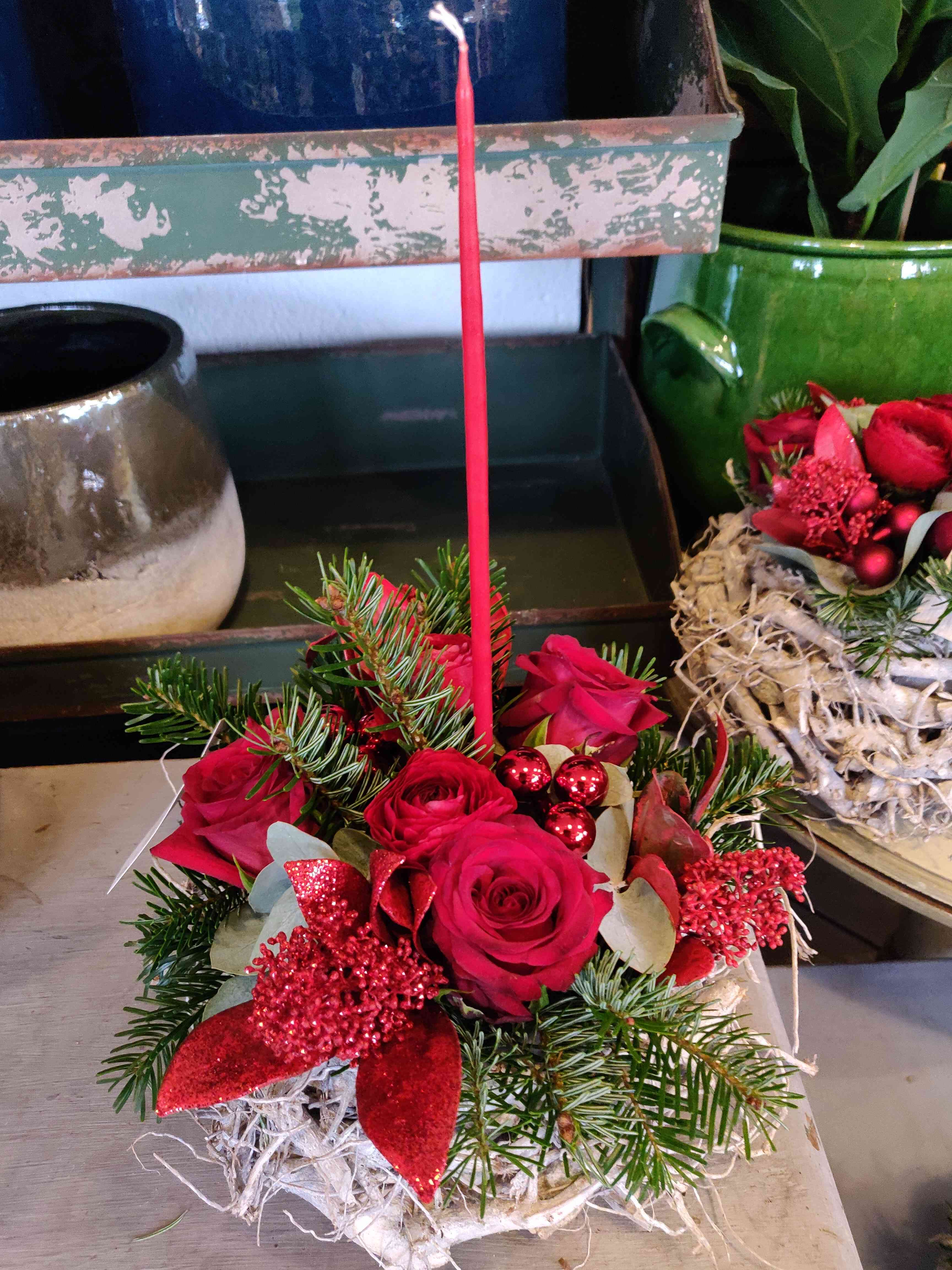 Centres de table ton rouge noël